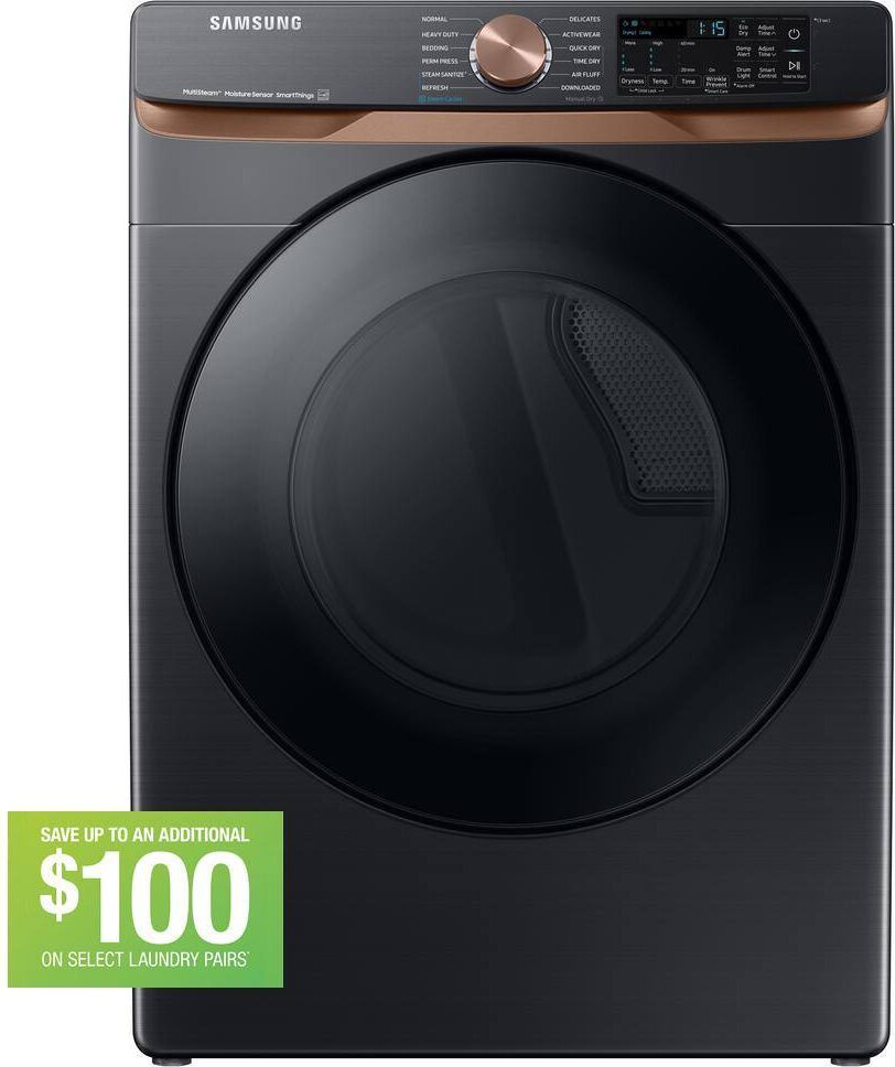 Samsung 7.5 cu. ft. Smart Electric Dryer in Brushed Black with Steam Sanitize+ and Sensor Dry