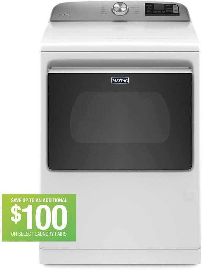 Maytag 7.4 cu. ft. 120-Volt Smart Capable White Gas Vented Dryer with Steam and Hamper Door, ENERGY STAR