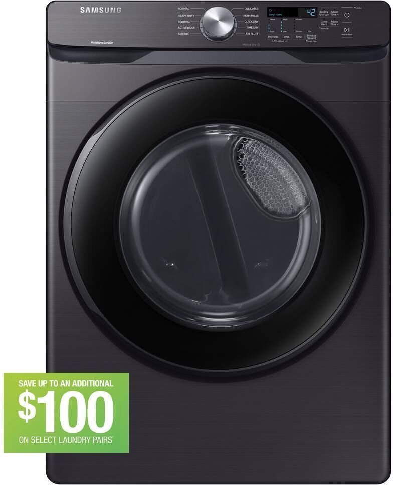 Samsung 7.5 cu. ft. Stackable Vented Gas Dryer with Sensor Dry in Brushed Black