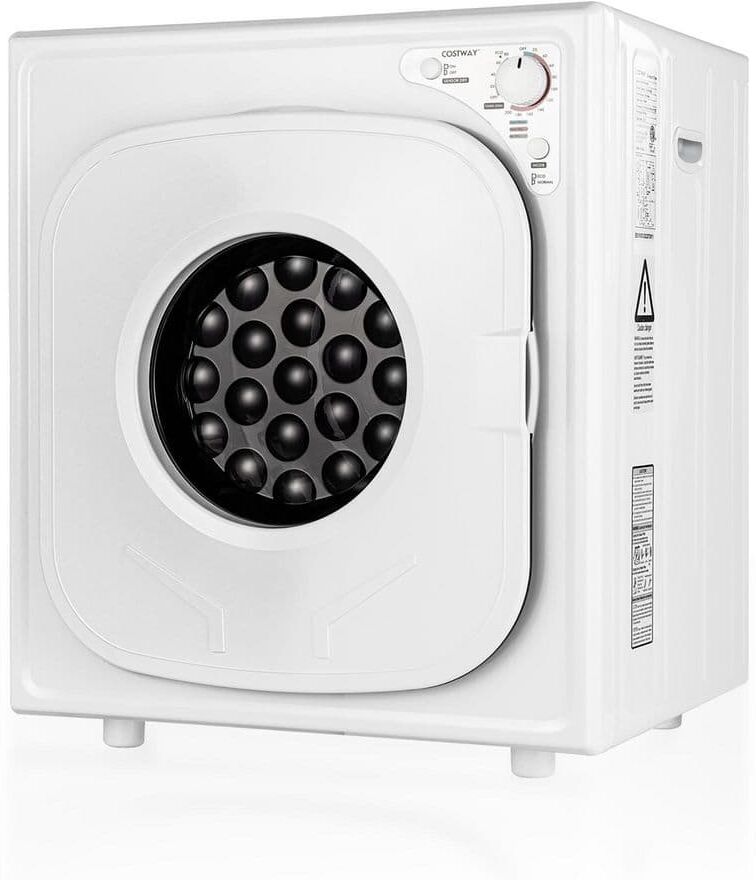 Costway 0.21 cu.ft. 1500 W White Tumble Compact Laundry Electric Dryer Stainless Steel Tub 13.2 lbs.