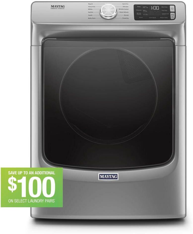 Maytag 7.3 cu. ft. 240-Volt Metallic Slate Stackable Electric Vented Dryer with Steam, ENERGY STAR