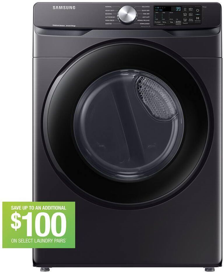 Samsung 7.5 cu.ft. vented Smart Electric Dryer with Sensor Dry in Brushed Black