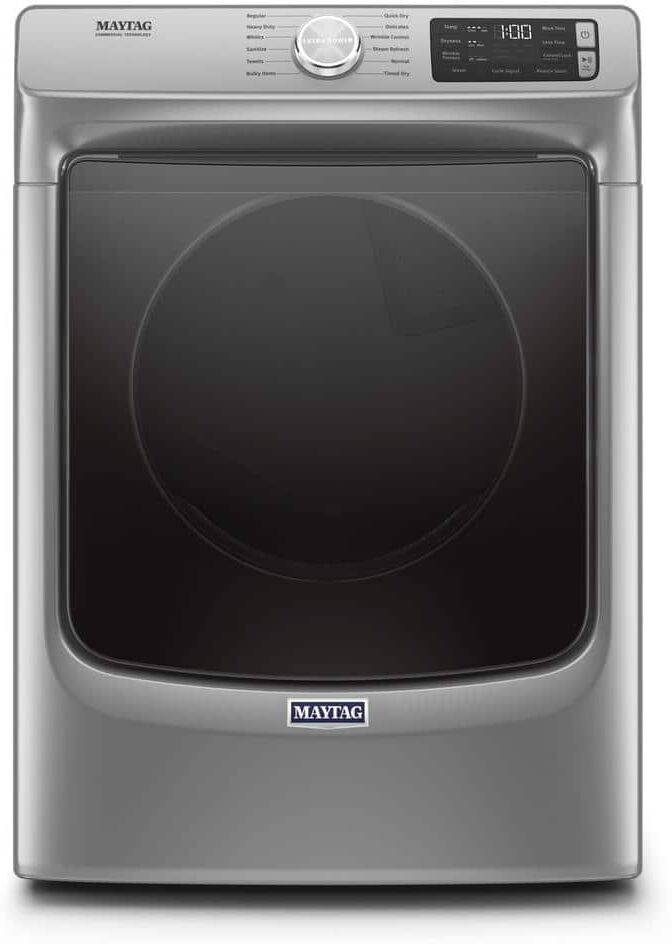 Maytag 7.3 cu. ft. 240-Volt Metallic Slate Stackable Electric Vented Dryer with Steam, ENERGY STAR