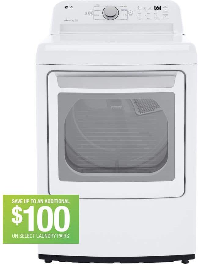 LG 7.3 Cu. Ft. Vented Electric Dryer in White with Sensor Dry Technology