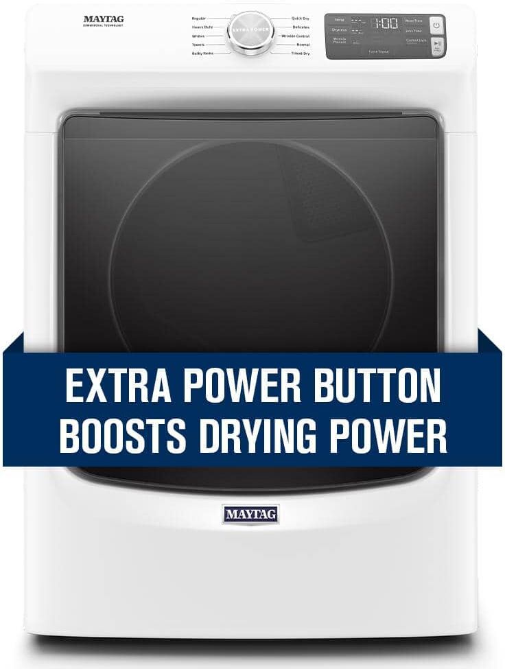 Maytag 7.3 cu. ft. 240-Volt White Stackable Electric Vented Dryer with Quick Dry Cycle, ENERGY STAR