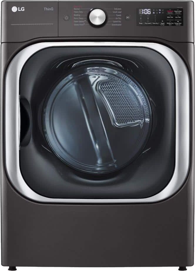 LG 9.0 cu. ft. Vented SMART Stackable Electric Dryer in Black Steel with TurboSteam and Sensor Dry Technology