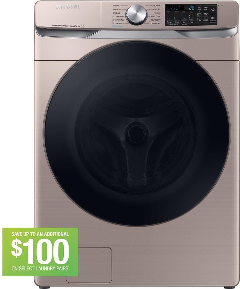 Samsung 4.5 cu. ft. Smart High-Efficiency Front Load Washer with Super Speed in Champagne