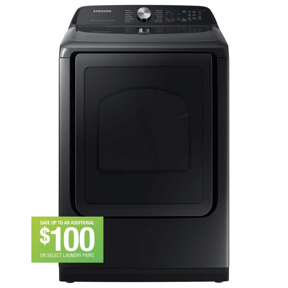 Samsung 7.4 cu.ft. Smart vented Electric Dryer with Steam Sanitize+ in Brushed Black