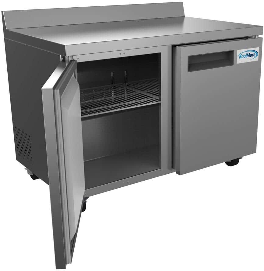 Koolmore 12 cu. ft. Commercial Upright Freezer 2-Door Undercounter with Worktop in Stainless Steel