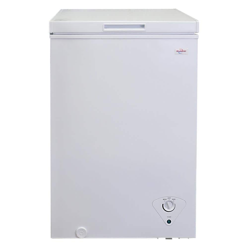 Koolatron Compact Chest Freezer 3.5 cu. ft. (99L), White, Energy-Efficient Manual Defrost, Flat Back