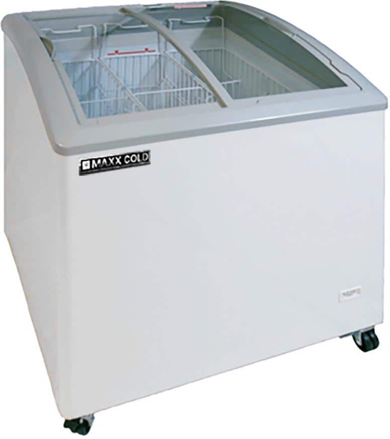 Maxx Cold 31 in. 5.8 cu. ft. Manual Defrost Chest Freezer in White with Sliding Glass Top Mobile Ice Cream Display