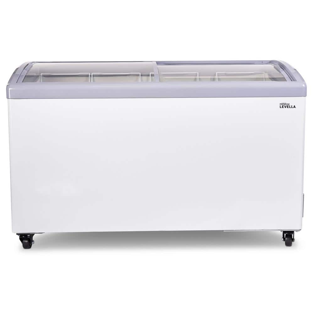 Premium LEVELLA 9.5 cu. ft Residential/Commercial Curved Glass Top Chest Freezer in White