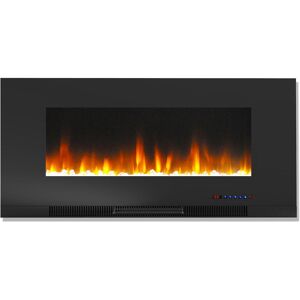 Cambridge 42 in. Wall-Mount Electric Fireplace in Black with Multi-Color Flames and Crystal Rock Display