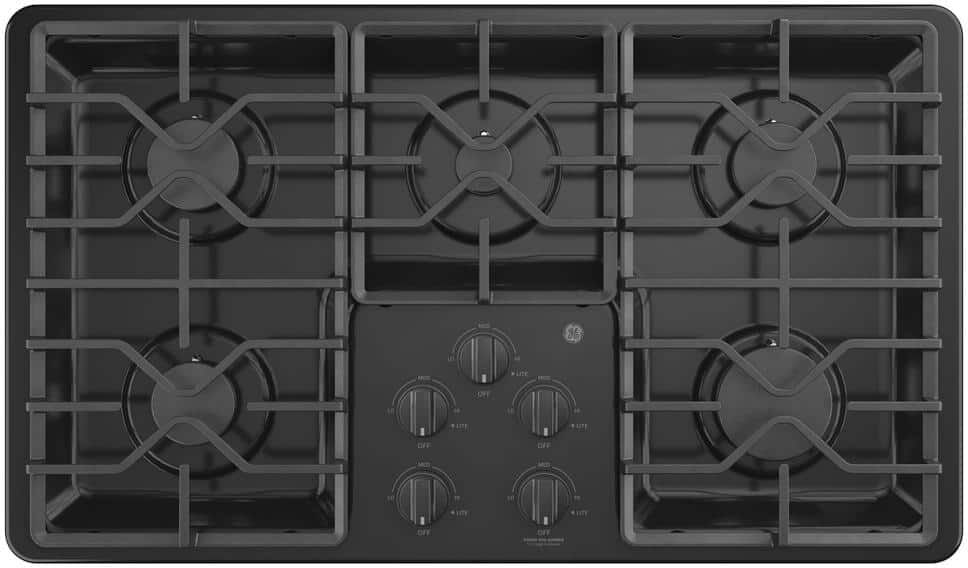 GE 36 in. Gas Cooktop in Black with 5-Burners including Power Boil Burners