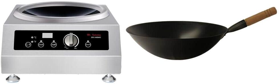 SPT 14.8 in. Induction Commercial Cooktop in Stainless Steel with 1 Element including 15.75? Cool Roll Iron Wok