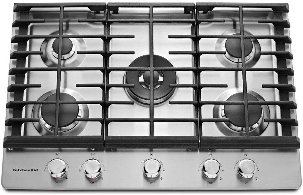 KitchenAid 30 in. Gas Cooktop in Stainless Steel with 5 Burners Including Professional Dual Ring Burner