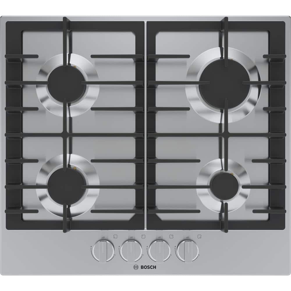 Bosch 500 24 in. Gas Cooktop in Stainless Steel with 4 Burners including 11,500 BTU Burner