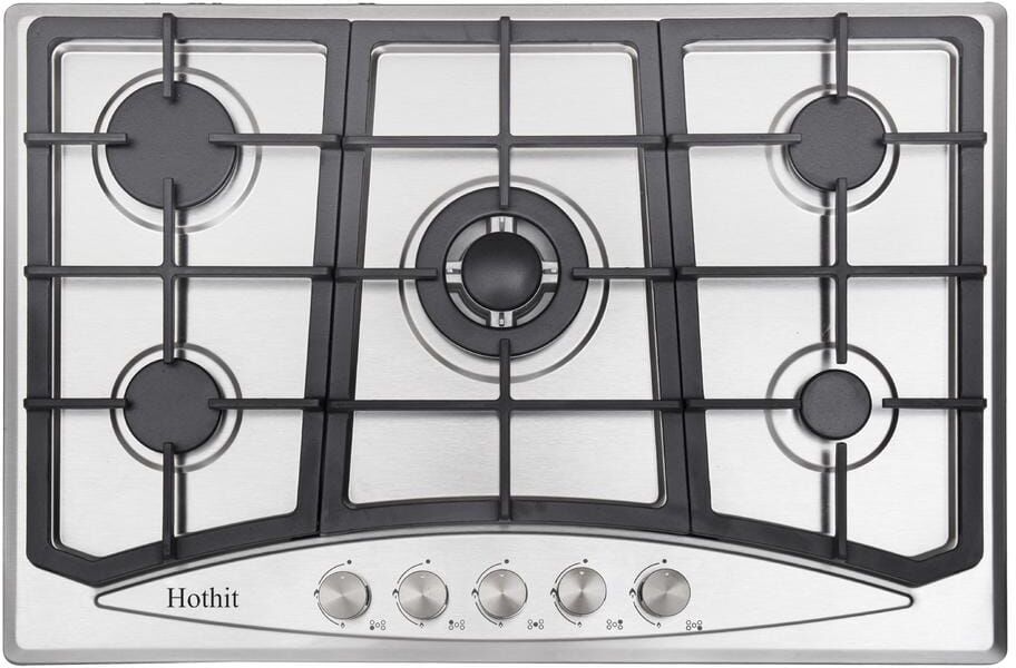 CASAINC 30 in. Gas Stove 5-Burners Recessed Gas Cooktop in Stainless Steel with Sealed-Burners and LP Conversion Kit