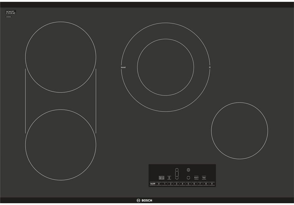 Bosch 800 30 in. Radiant Electric Cooktop in Black with 4 Elements including 3,600-Watt Element