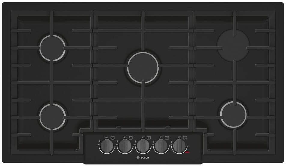 Bosch 800 Series 36 in. Gas Cooktop in Black Stainless Steel with 5 Burners including 19,000 BTU Burner