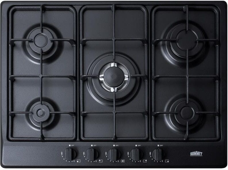 Summit Appliance 27 in. Gas Cooktop in Black with 5 Burners including Power Burner