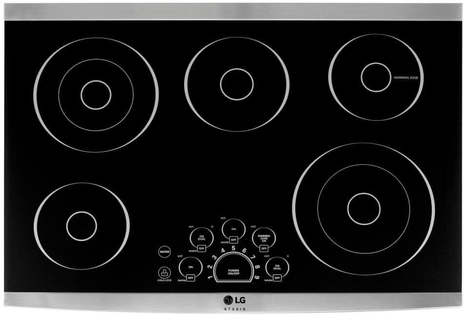 LG STUDIO 30 in. Radiant Electric Cooktop in Stainless Steel with 5 Elements and SmoothTouch Controls