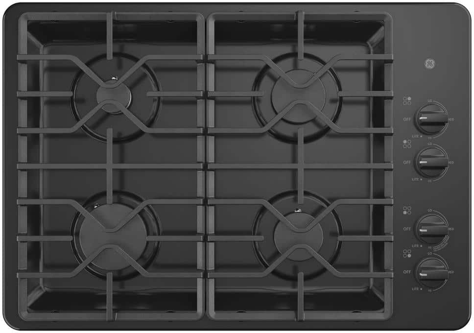 GE 30 in. Gas Cooktop in Black with 4 Burners Including Power Burners