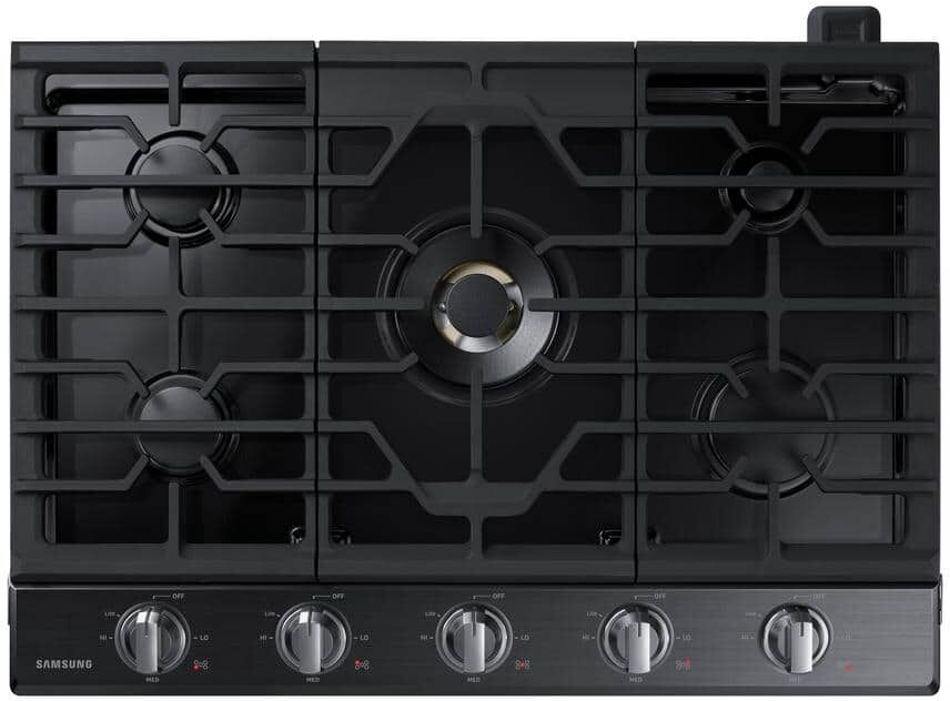 Samsung 36 in. Gas Cooktop in Fingerprint Resistant Black Stainless with 5 Burners including Dual Brass Power Burner with Wi-Fi