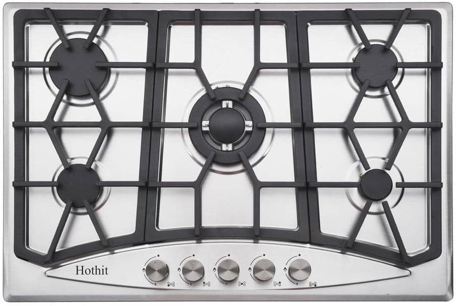 CASAINC 30 in. Gas Stove 5-Burners Recessed Gas Cooktop in Stainless Steel with Sealed-Burners and LP Conversion Kit