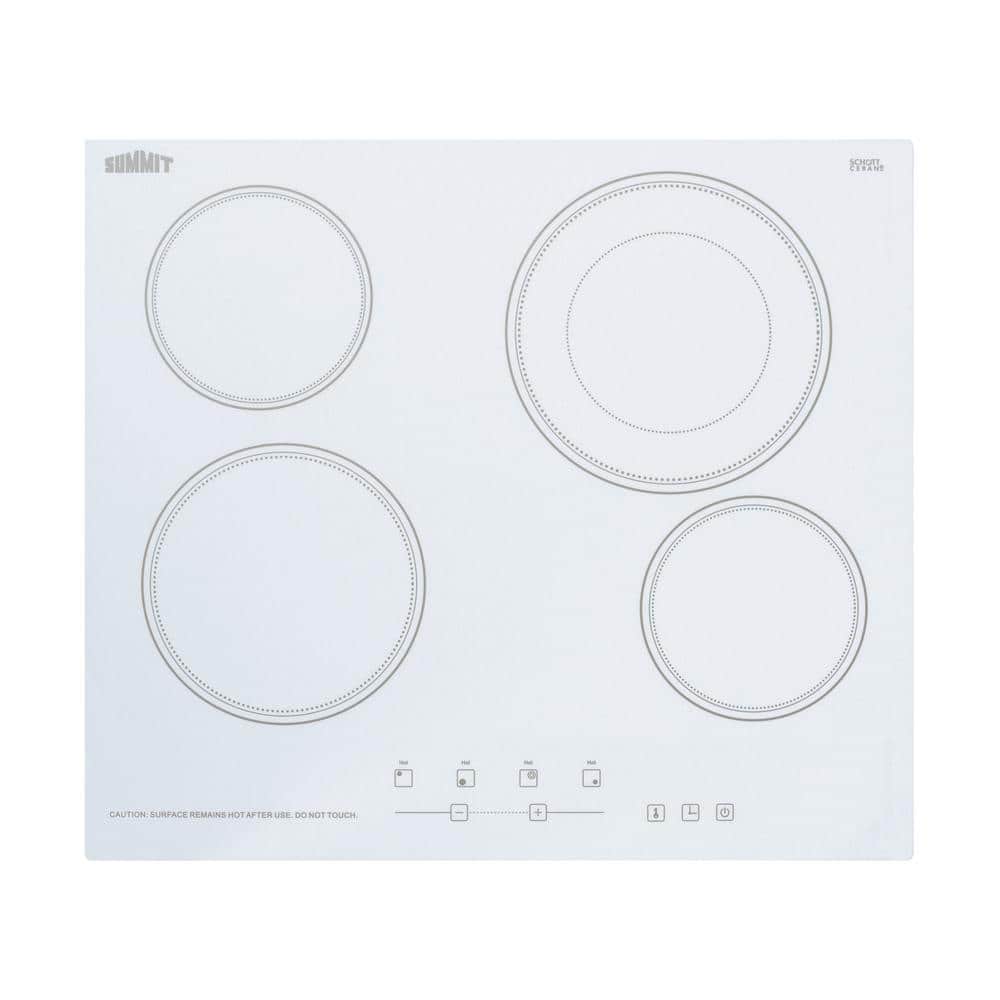 Summit Appliance 24 in. Radiant Electric Cooktop in White with 4 Elements including Dual Zone Element