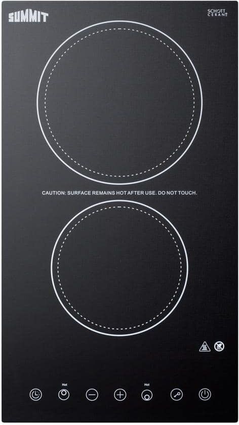 Summit Appliance 12 in. Radiant Electric Cooktop in Black with 2 Elements including High Power Element