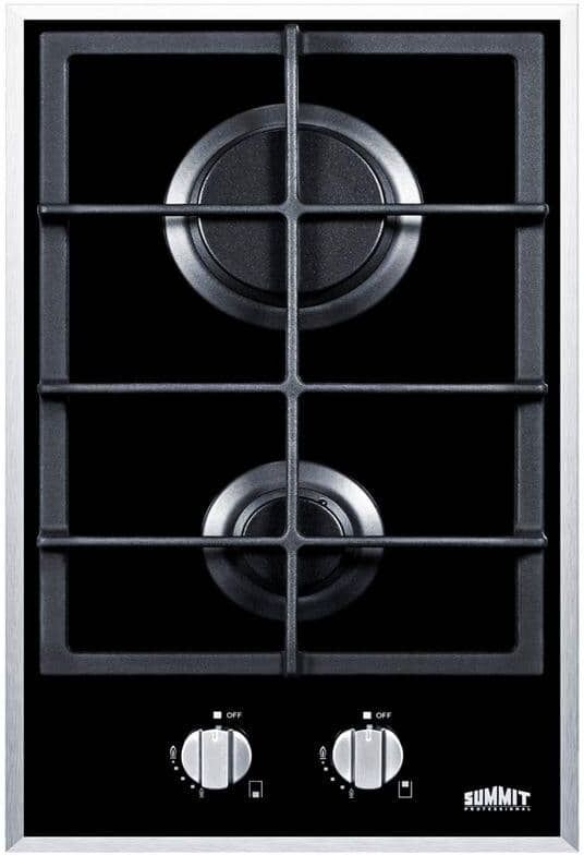 Summit Appliance 12 in. Gas-on-Glass Cooktop in Black with 2 Burners