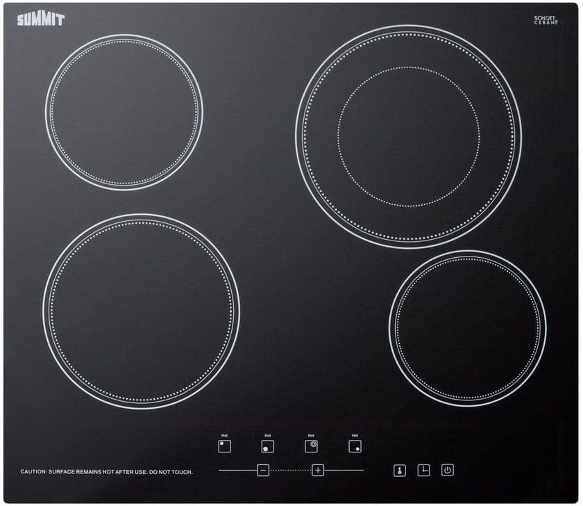 Summit Appliance 24 in. Radiant Electric Cooktop in Black with 4 Elements including Dual Zone Element