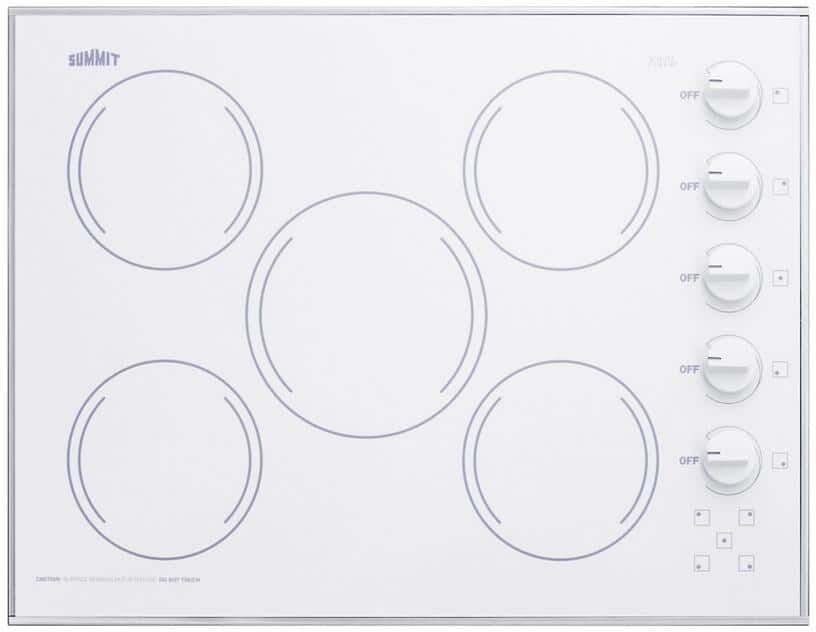 Summit Appliance 27 in. Radiant Electric Cooktop in White with 5 Elements