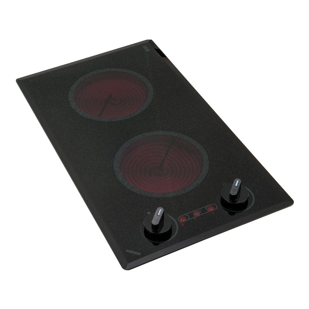 Kenyon Mediterranean 12 in. Radiant Electric Cooktop in Speckled Black with 2-Elements Knob Control 240-Volt
