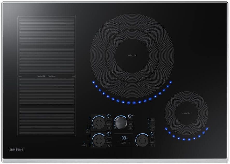 Samsung 30 in. Induction Cooktop with Stainless Steel Trim with 5 Elements and Flex Zone Element