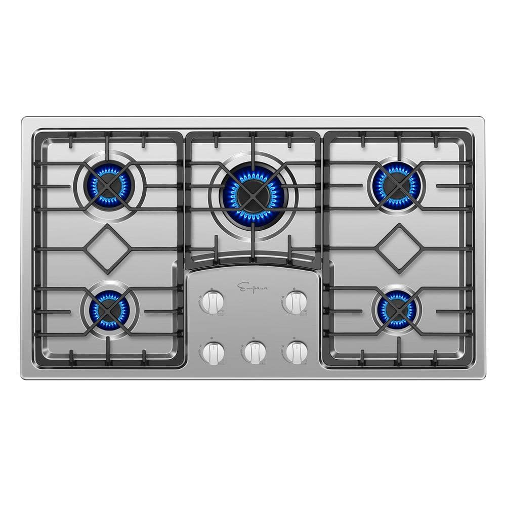 Empava 36 in. Gas Stove Cooktop in Stainless Steel with 5 Sealed Burners LP Convertible