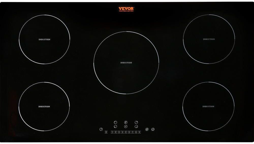 VEVOR Electric Cooktop 36 in. 5-Elements Ceramic Induction Stove Top 9200-Watt Built-In Magnetic Cooktop, Black