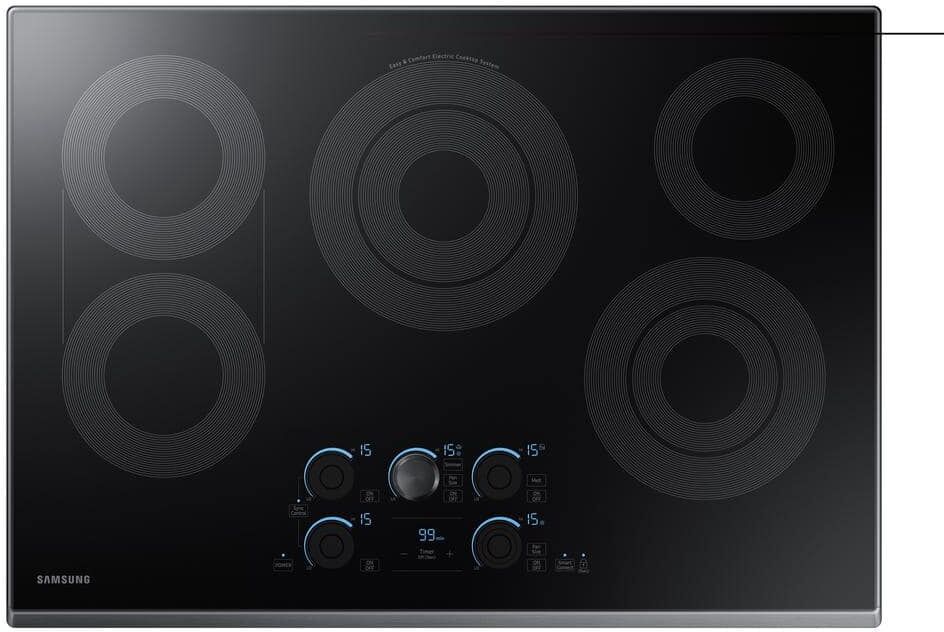 Samsung 30 in. Radiant Electric Cooktop in Fingerprint Resistant Black Stainless with 5 Elements, Rapid Boil and Wi-Fi