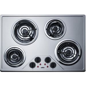 Summit Appliance 29.38 in. Coil Top Electric Cooktop in Stainless Steel with 4 Elements