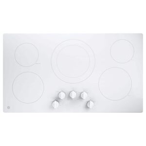 GE 36 in. Radiant Electric Cooktop Built-in Knob Control in White with 5 Elements