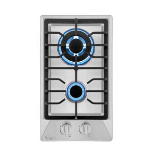 Empava 12 in. Gas Cooktop in Stainless Steel with 2 Burners including 11500 BTUs Power Burners, Silver