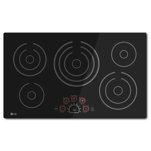 LG 36 in. Radiant Smooth Surface Electric Cooktop in Black with 5 Elements, SmoothTouch Controls and Warming Zone, Smooth Black