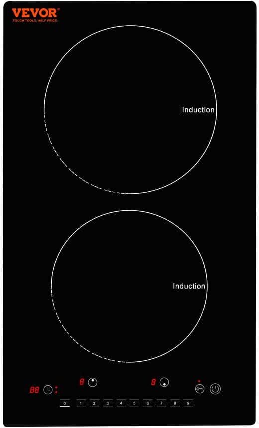 VEVOR Electric Cooktop12 in. 2 Burners Induction Stove Top 1800 Watt Built-in Magnetic Cooktop