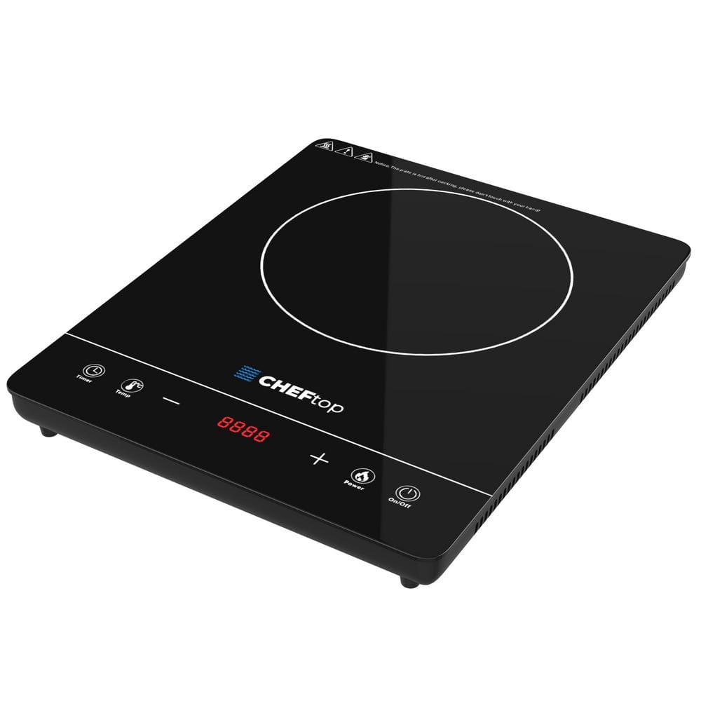DRINKPOD Cheftop Portable Induction Cooktop Burner Ultra Slim 11.8 W Black Single Induction 1 Element 9 Power Zones Includes Pot