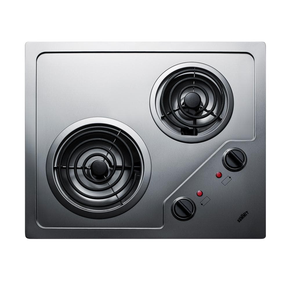 Summit Appliance 21 in. 115-Volt Coil Electric Cooktop in Stainless Steel with 2 Elements