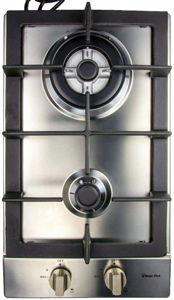 Magic Chef 12 in. Gas Cooktop in Stainless Steel with 2 Burners Including Triple Ring Burner