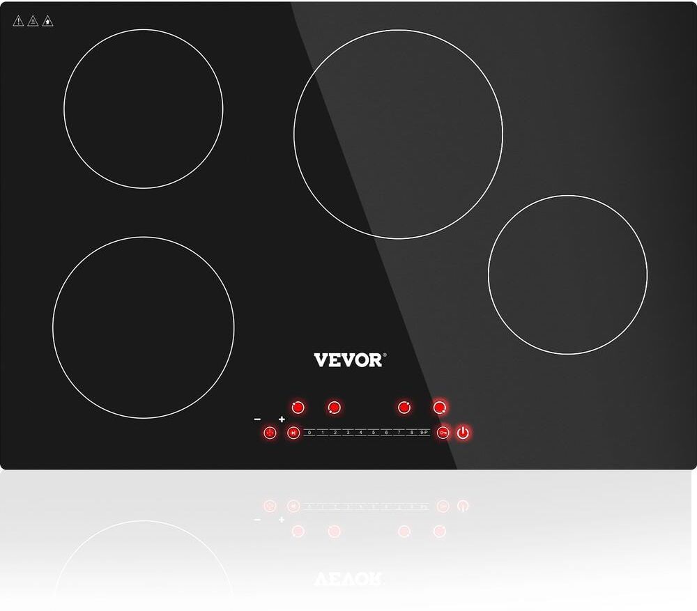 VEVOR 30.3 x 20.5 in. Built-in Induction Electric Cooktop in Black Stove Top with 4 Modular Burners Ceramic Glass