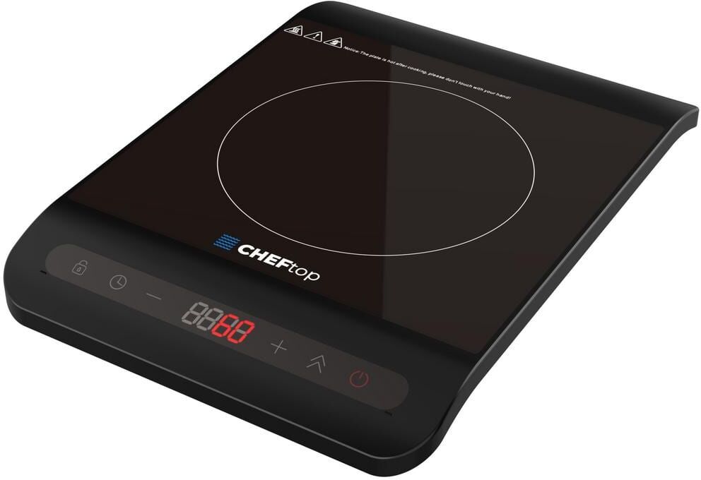 DRINKPOD Cheftop Portable Induction Cooktop Burner Ultra Slim 11.4 W Black Single Induction 1 Element 9 Power Zones Ceramic Top