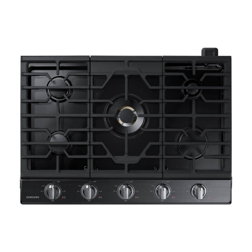 Samsung 36 in. Gas Cooktop in Fingerprint Resistant Black Stainless with 5 Burners including Dual Brass Power Burner with Wi-Fi